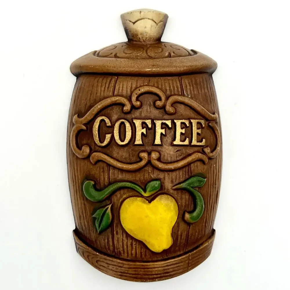 Vintage 1967 Sexton Kitchen Clock Tea Coffee Sugar Flour Canister Wall Decor Set